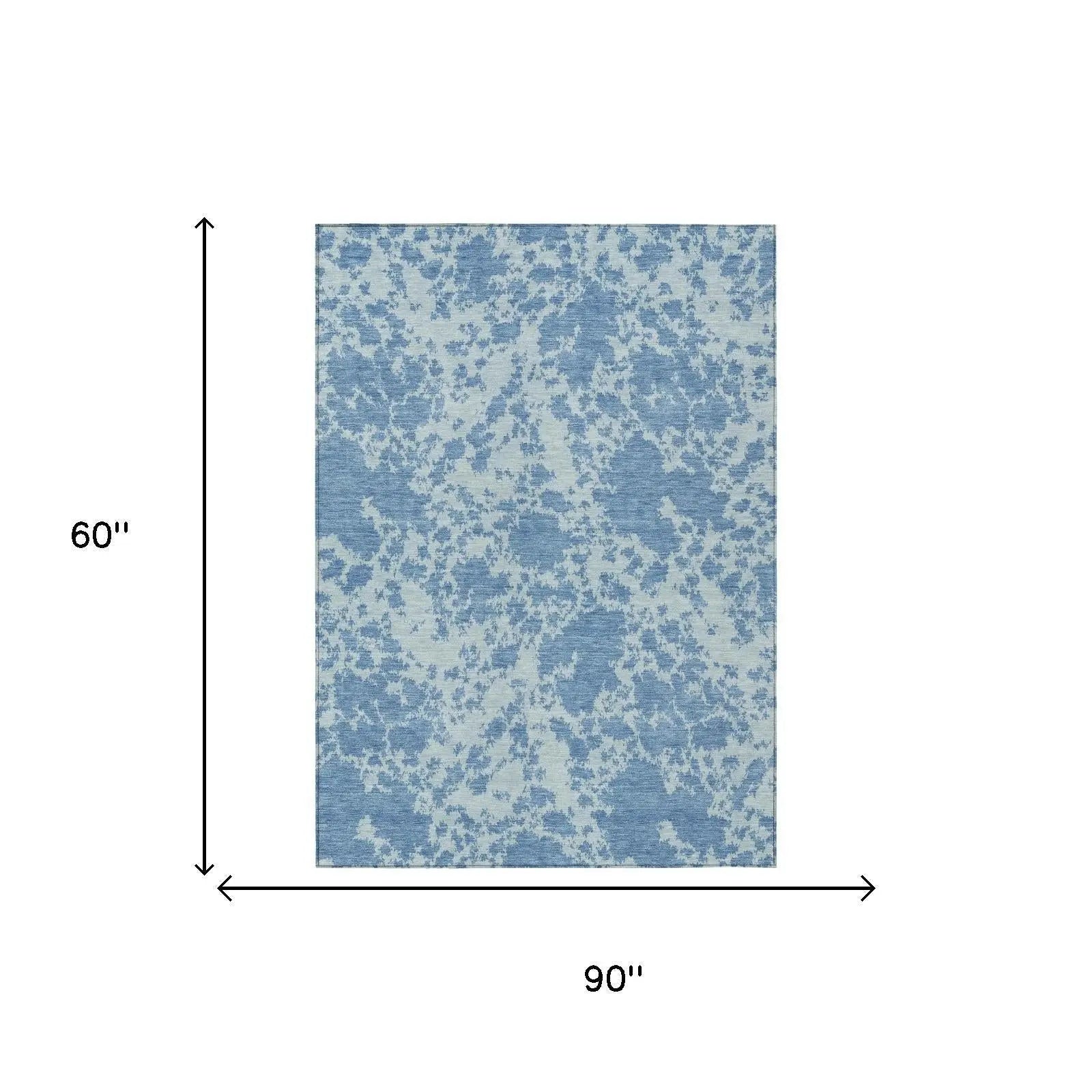 5' X 8' Sky Blue And Blue Abstract Washable Indoor Outdoor Area Rug Homeroots Outdoor