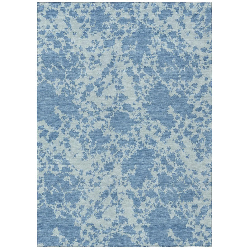 5' X 8' Sky Blue And Blue Abstract Washable Indoor Outdoor Area Rug Homeroots Outdoor
