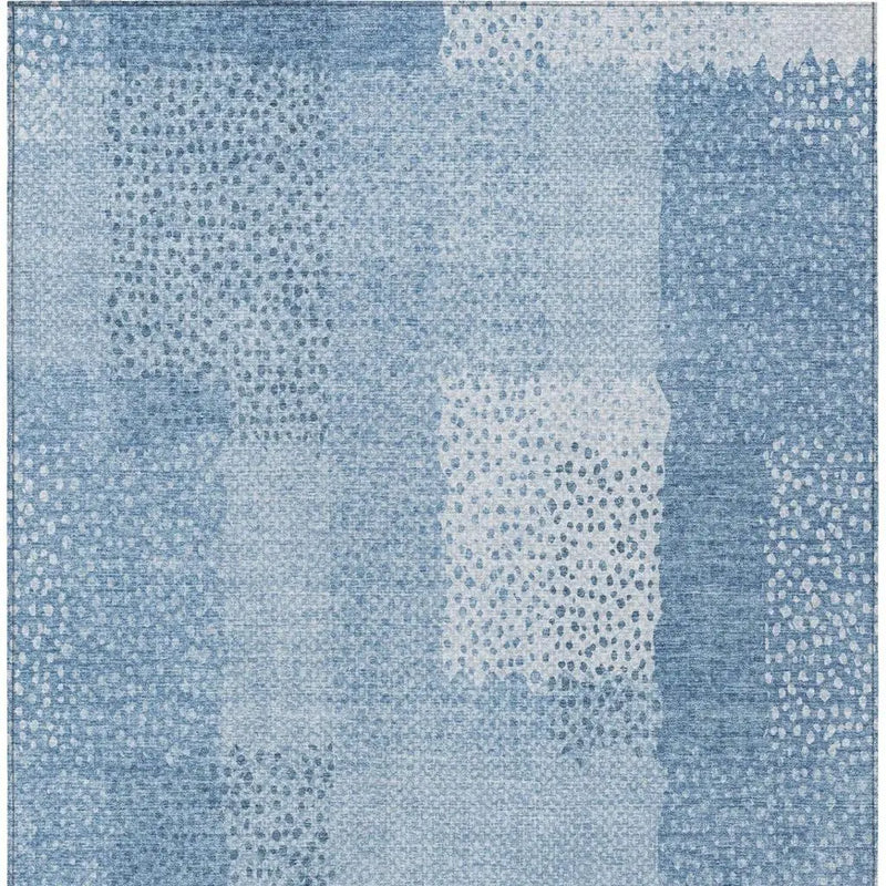 5' X 8' Sky Blue And Blue Abstract Washable Indoor Outdoor Area Rug Homeroots Outdoor