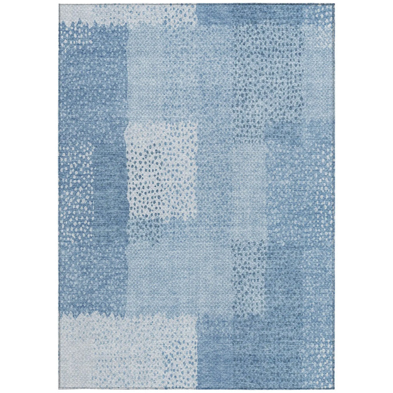 5' X 8' Sky Blue And Blue Abstract Washable Indoor Outdoor Area Rug Homeroots Outdoor