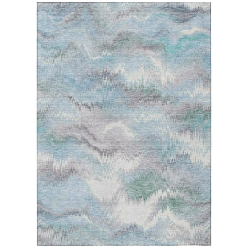 5' X 8' Sky Blue And Blue Abstract Washable Indoor Outdoor Area Rug Homeroots Outdoor