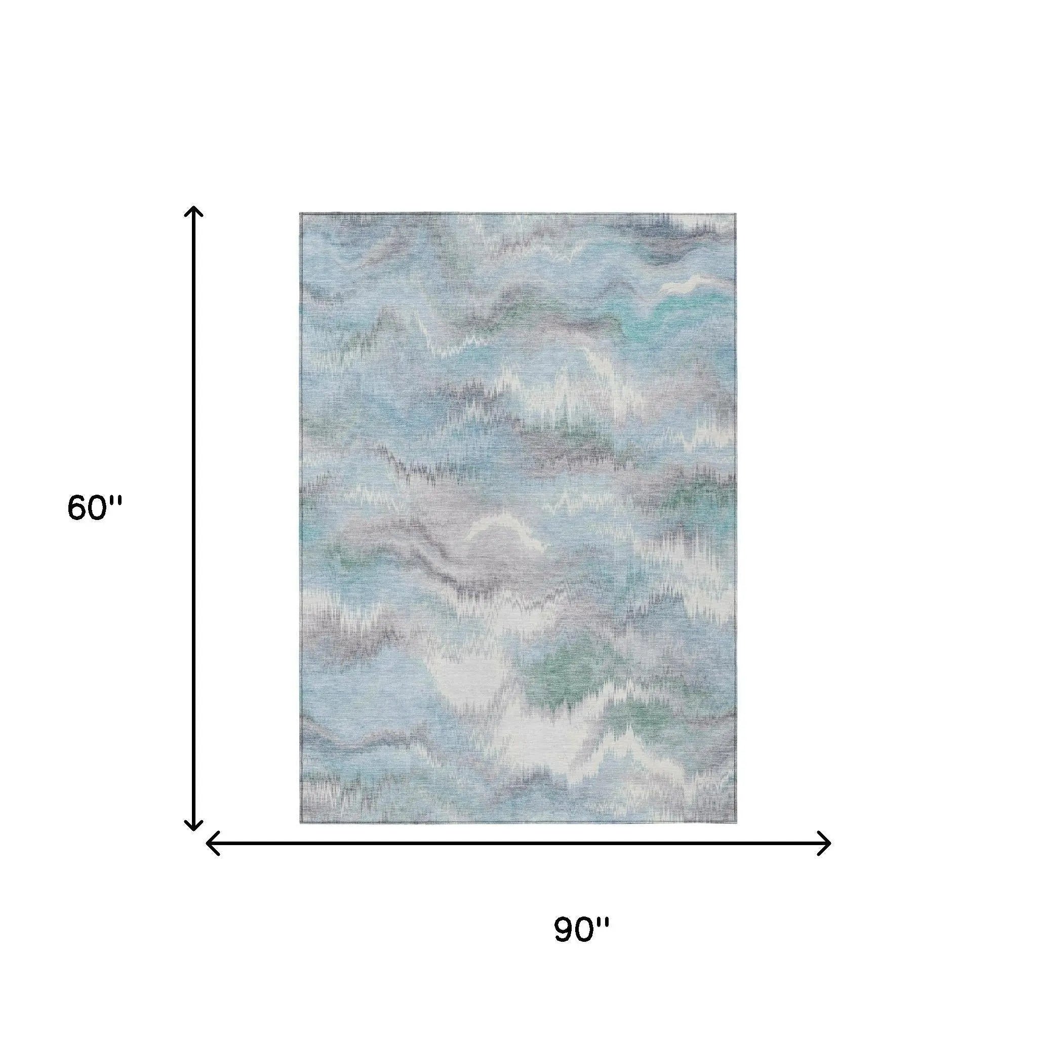 5' X 8' Sky Blue And Blue Abstract Washable Indoor Outdoor Area Rug Homeroots Outdoor
