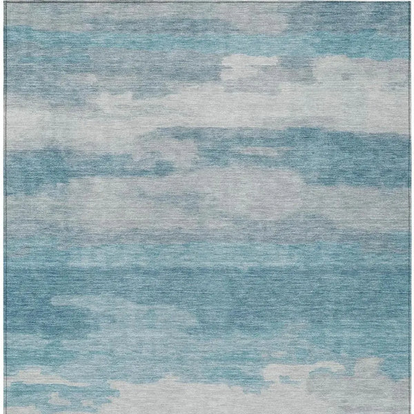 5' X 8' Sky Blue And Blue Abstract Washable Indoor Outdoor Area Rug Homeroots Outdoor
