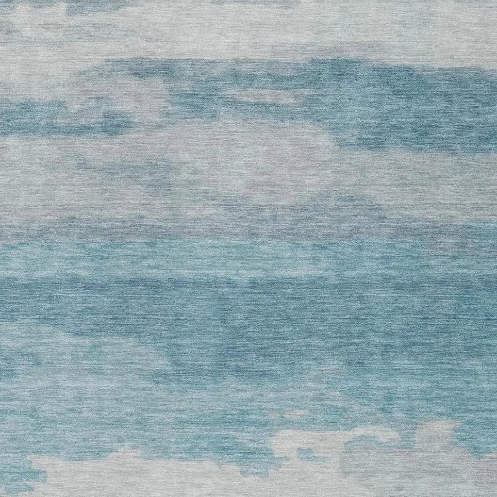 5' X 8' Sky Blue And Blue Abstract Washable Indoor Outdoor Area Rug Homeroots Outdoor