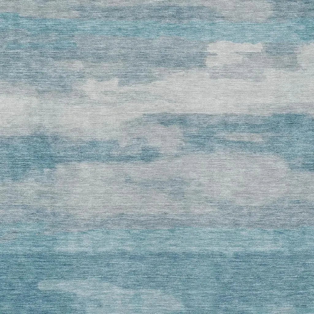 5' X 8' Sky Blue And Blue Abstract Washable Indoor Outdoor Area Rug Homeroots Outdoor