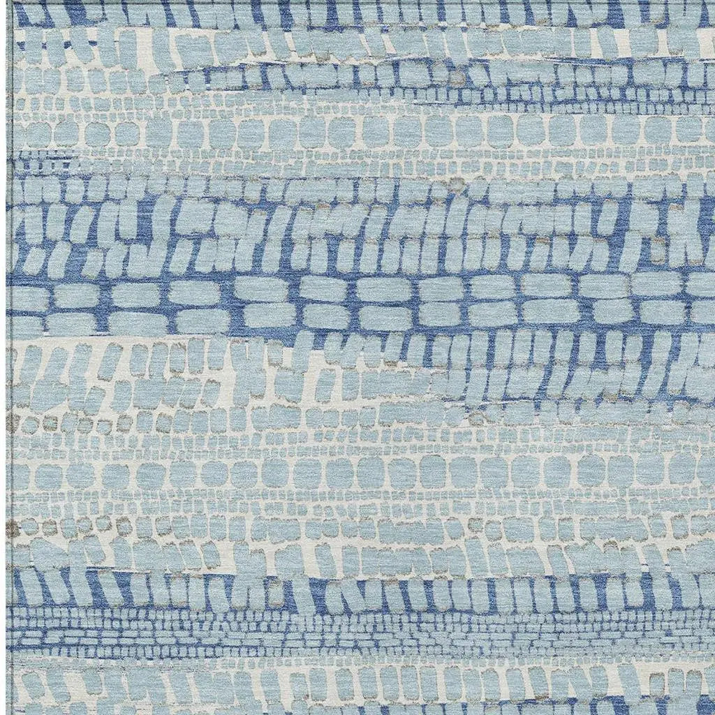 5' X 8' Sky Blue And Blue Abstract Washable Indoor Outdoor Area Rug Homeroots Outdoor