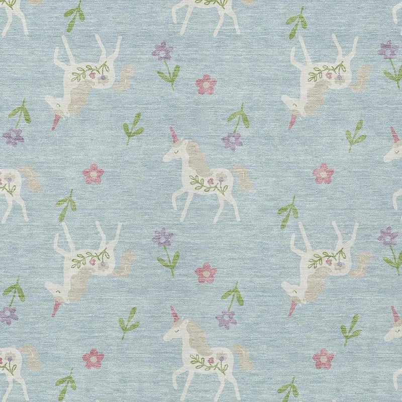 5' X 8' Sky Blue And Blue Floral Washable Indoor Outdoor Area Rug Homeroots Outdoor