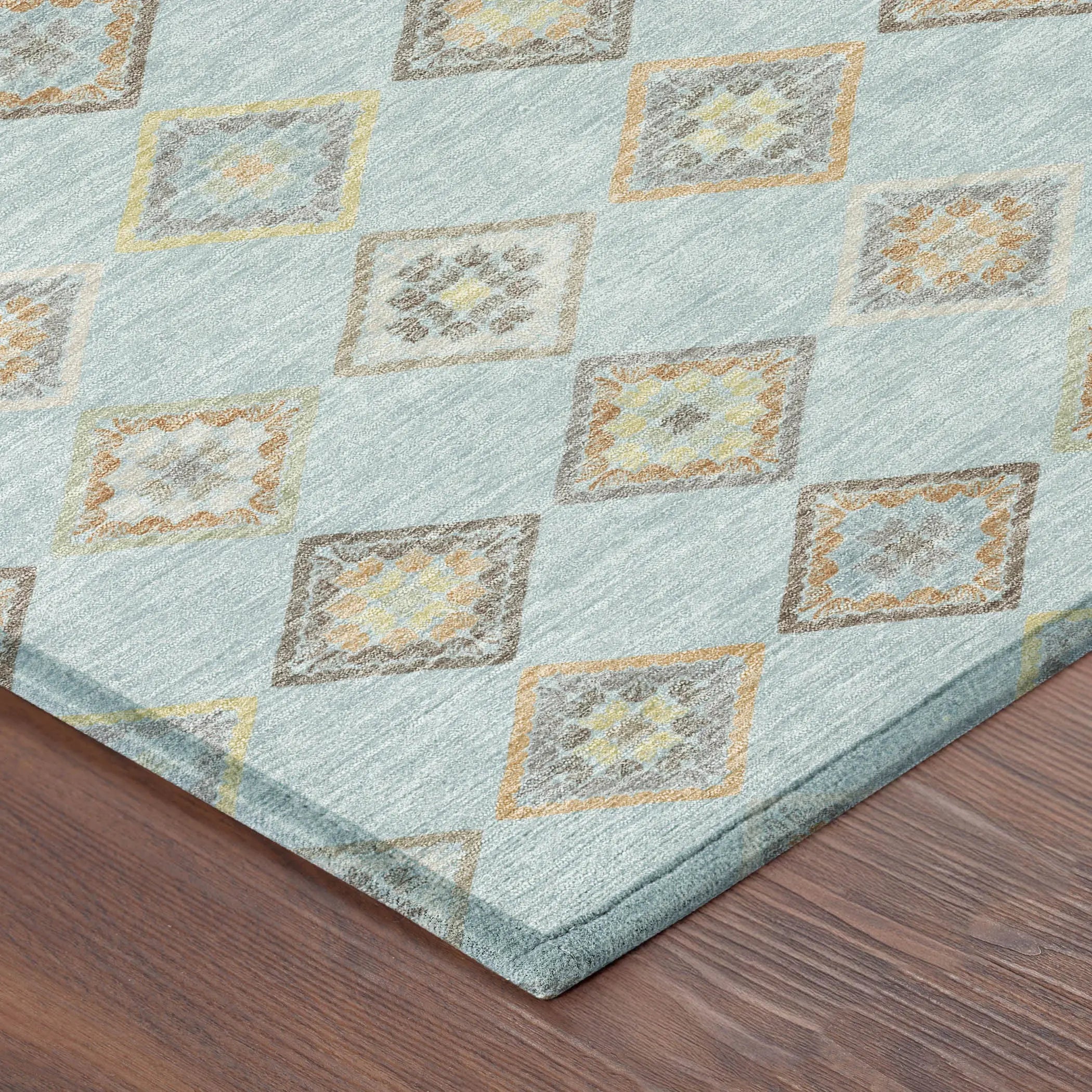 5' X 8' Sky Blue And Blue Geometric Washable Indoor Outdoor Area Rug Homeroots Outdoor