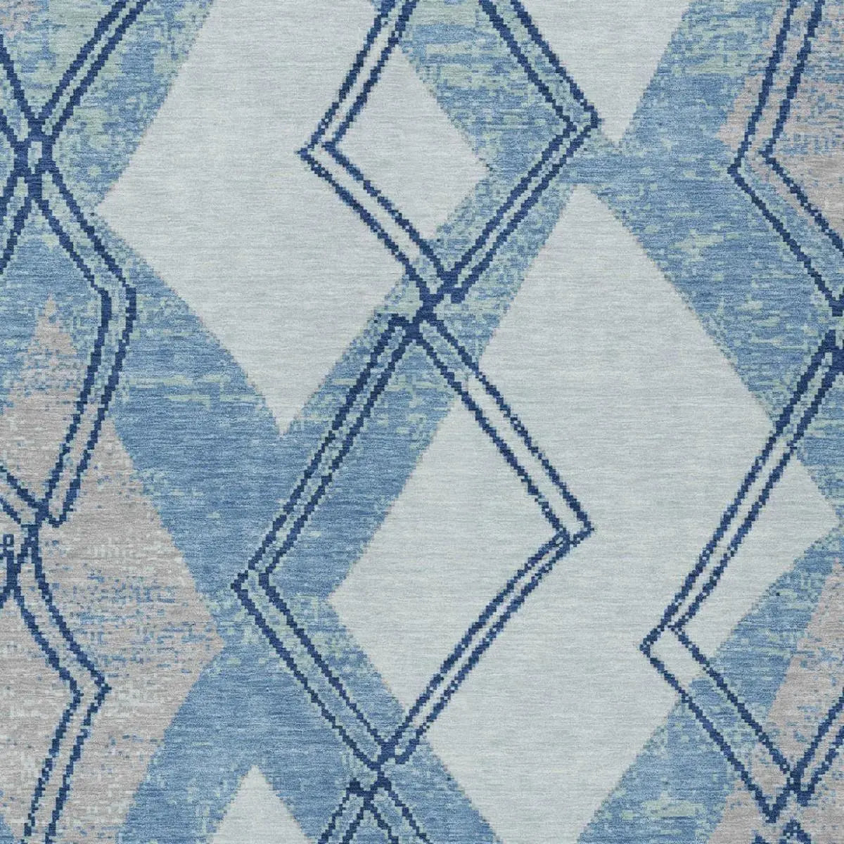 5' X 8' Sky Blue And Blue Geometric Washable Indoor Outdoor Area Rug Homeroots Outdoor