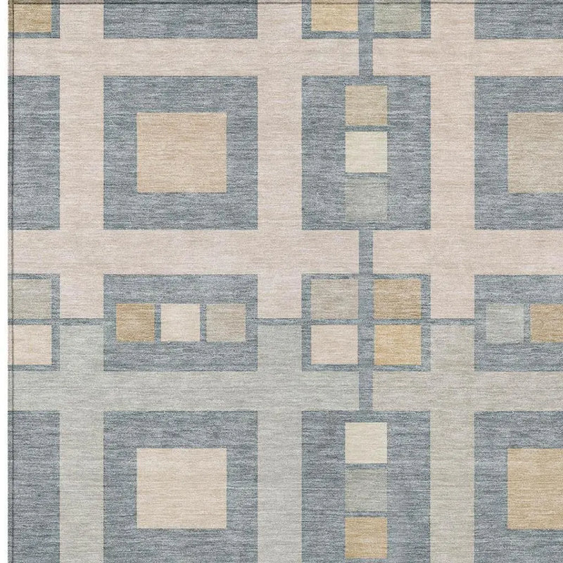 5' X 8' Sky Blue And Blue Geometric Washable Indoor Outdoor Area Rug Homeroots Outdoor