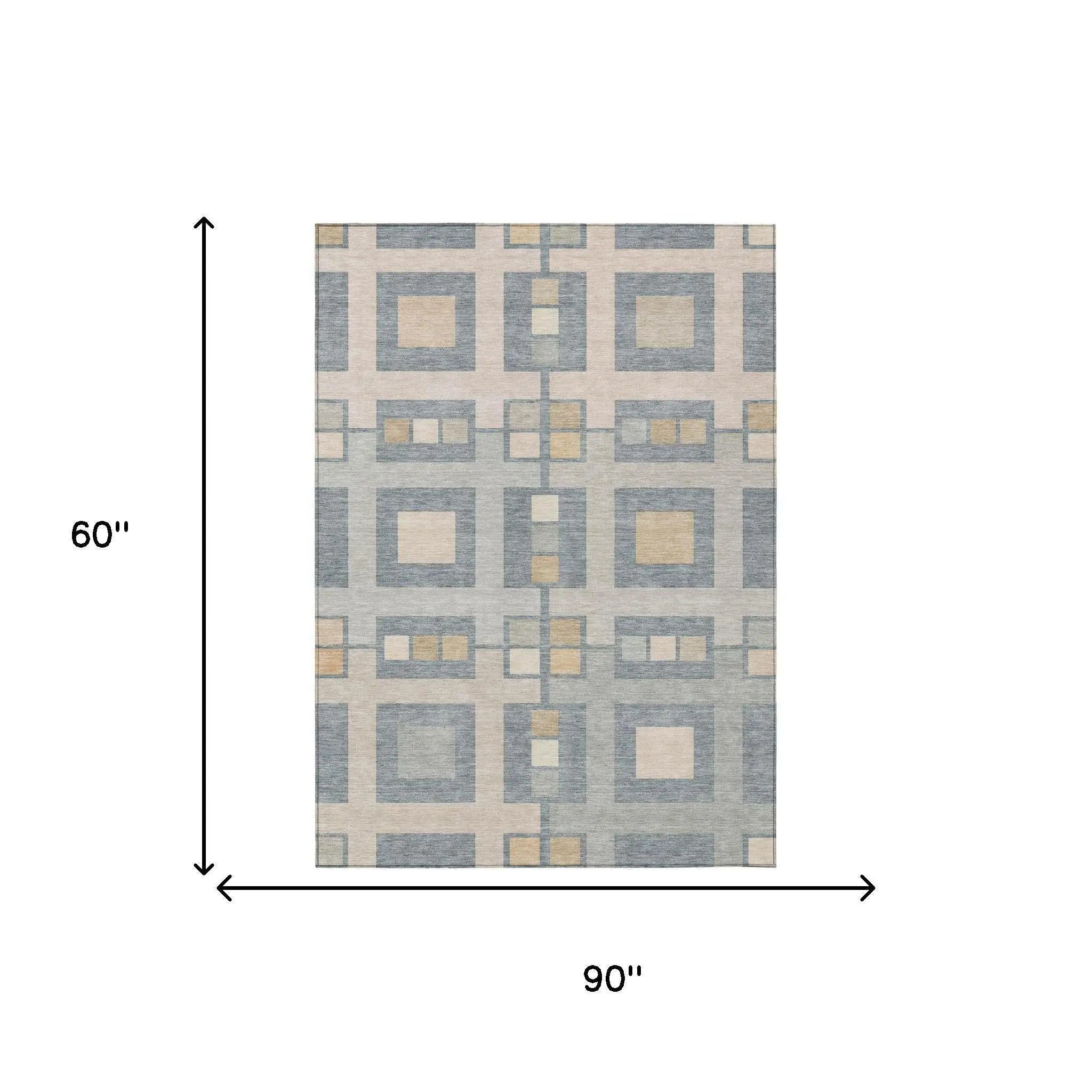 5' X 8' Sky Blue And Blue Geometric Washable Indoor Outdoor Area Rug Homeroots Outdoor