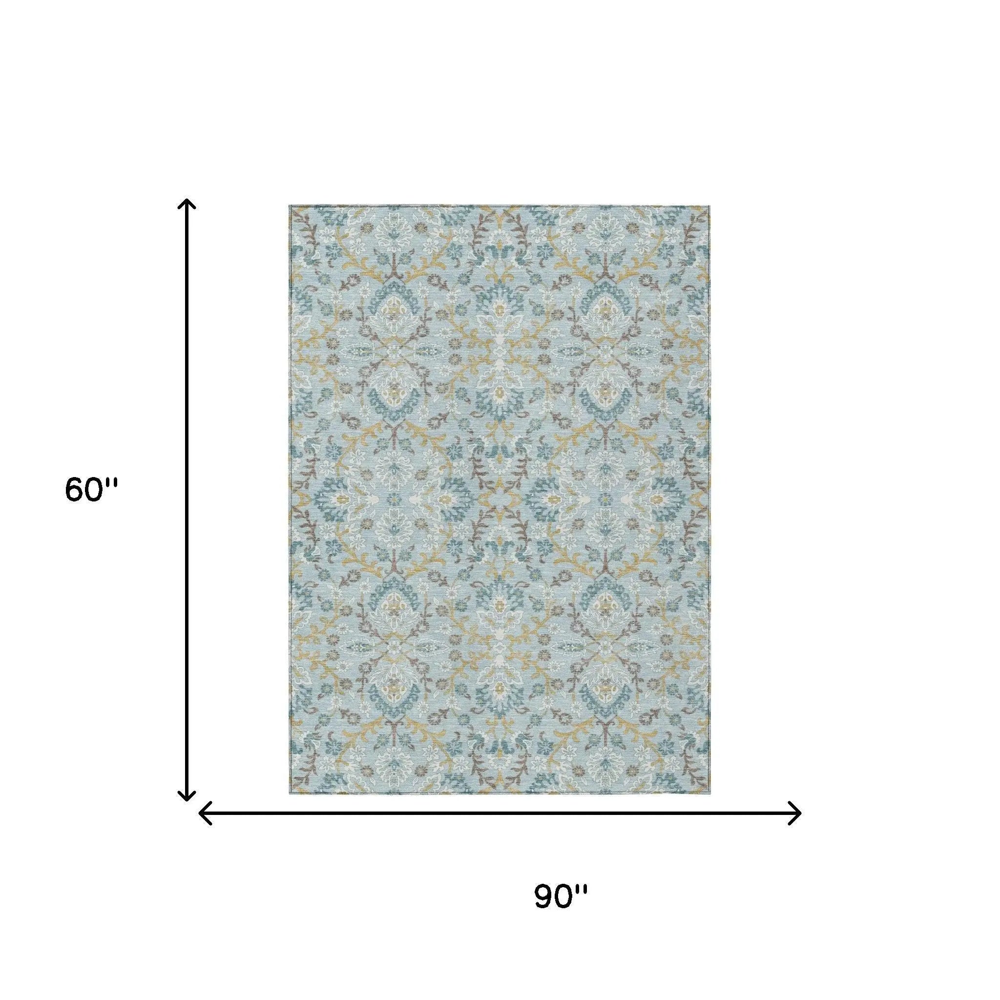 5' X 8' Sky Blue And Blue Geometric Washable Indoor Outdoor Area Rug Homeroots Outdoor
