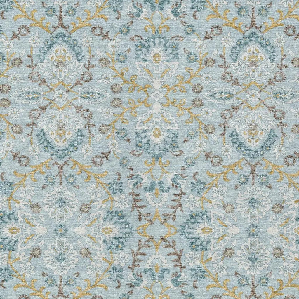 5' X 8' Sky Blue And Blue Geometric Washable Indoor Outdoor Area Rug Homeroots Outdoor