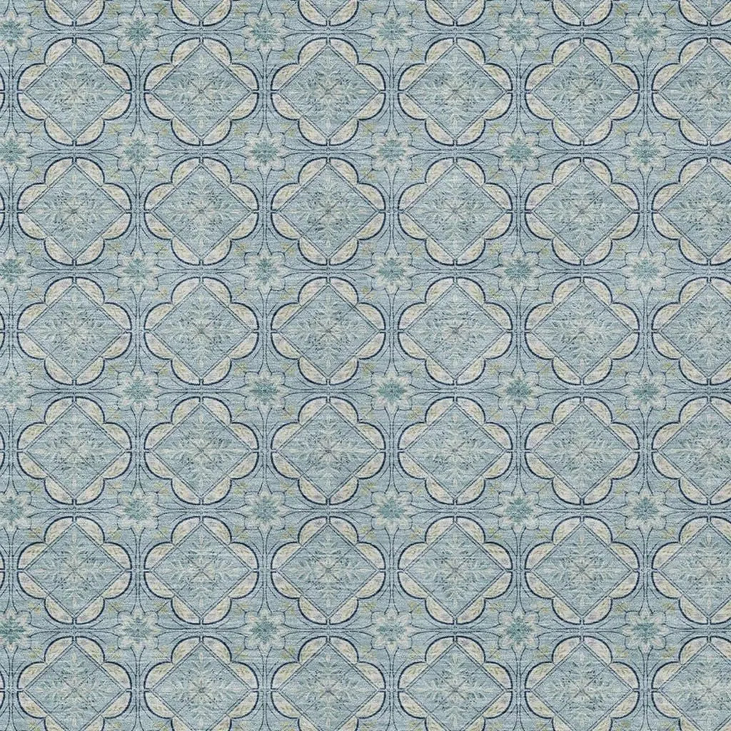 5' X 8' Sky Blue And Blue Geometric Washable Indoor Outdoor Area Rug Homeroots Outdoor