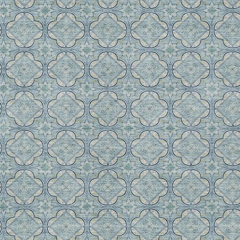 5' X 8' Sky Blue And Blue Geometric Washable Indoor Outdoor Area Rug Homeroots Outdoor