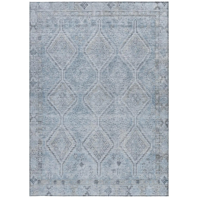 5' X 8' Sky Blue And Blue Geometric Washable Indoor Outdoor Area Rug Homeroots Outdoor