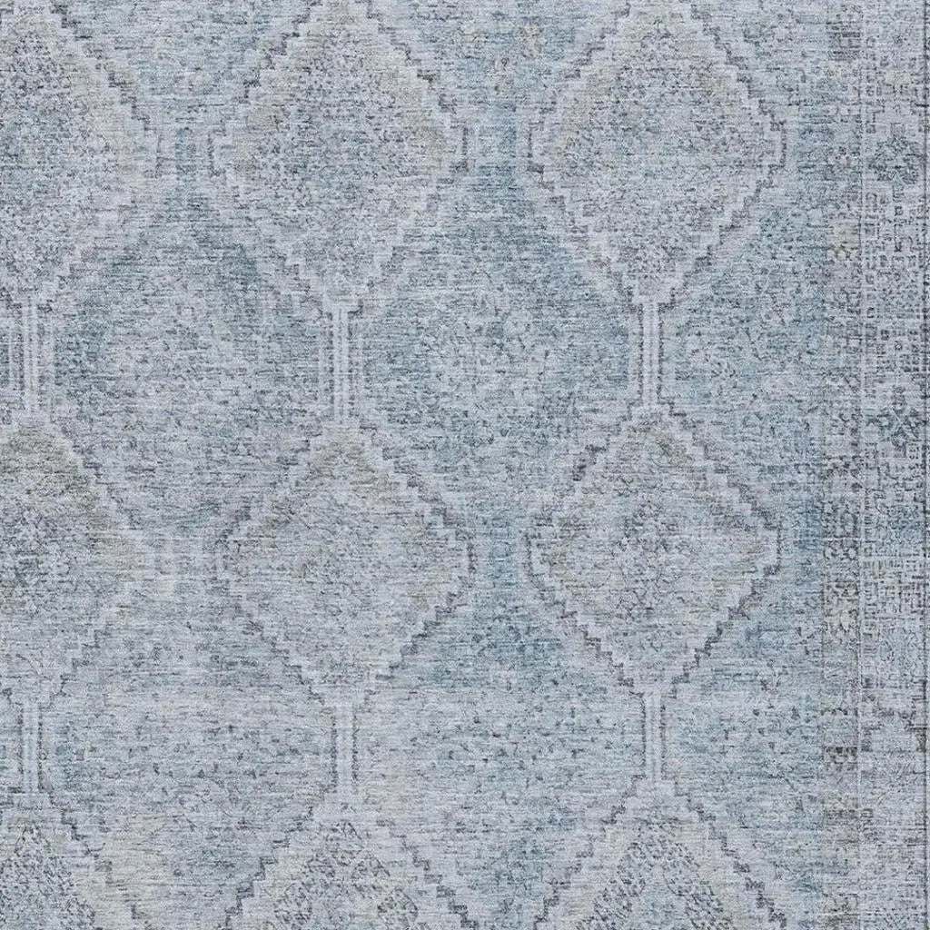 5' X 8' Sky Blue And Blue Geometric Washable Indoor Outdoor Area Rug Homeroots Outdoor