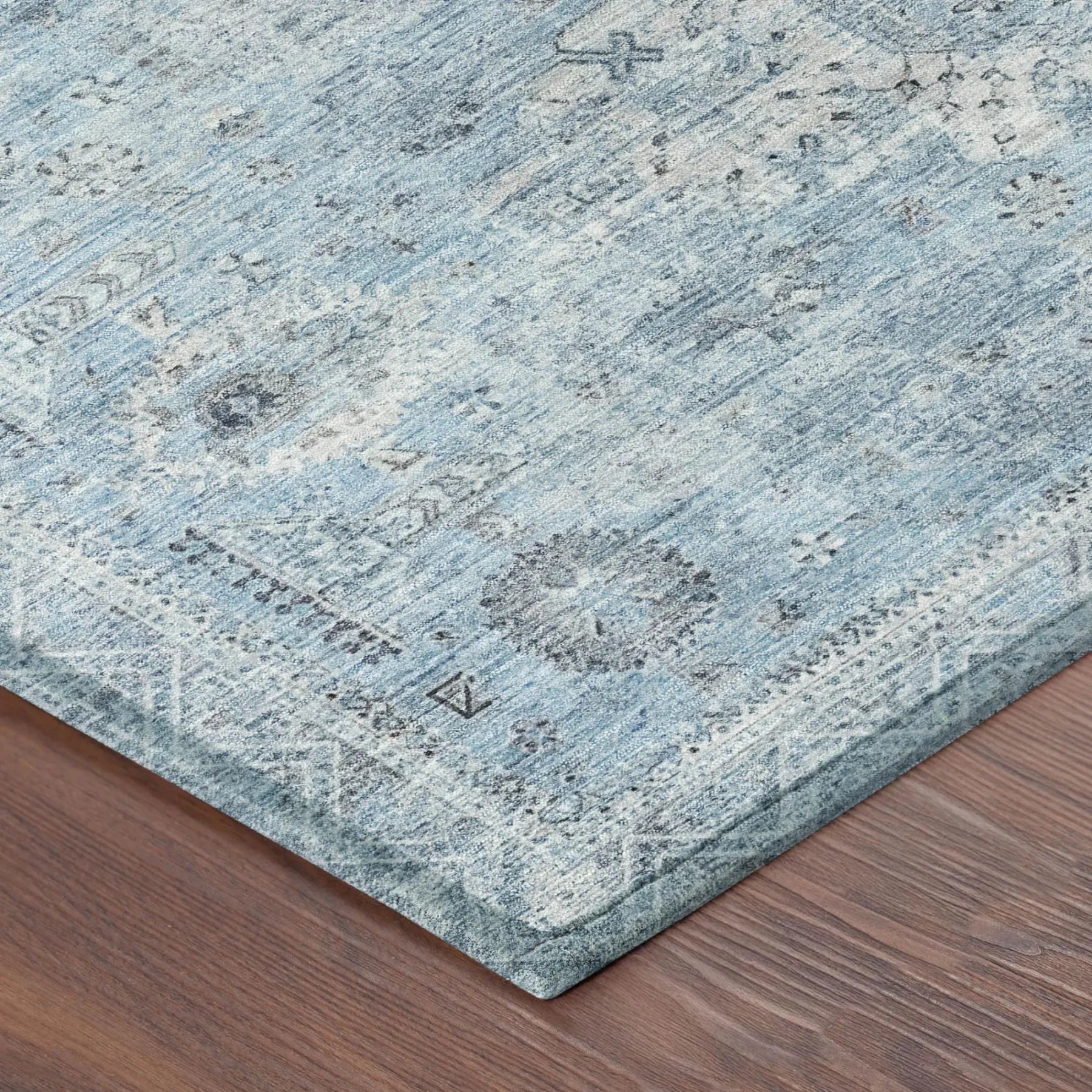 5' X 8' Sky Blue And Blue Oriental Washable Indoor Outdoor Area Rug Homeroots Outdoor