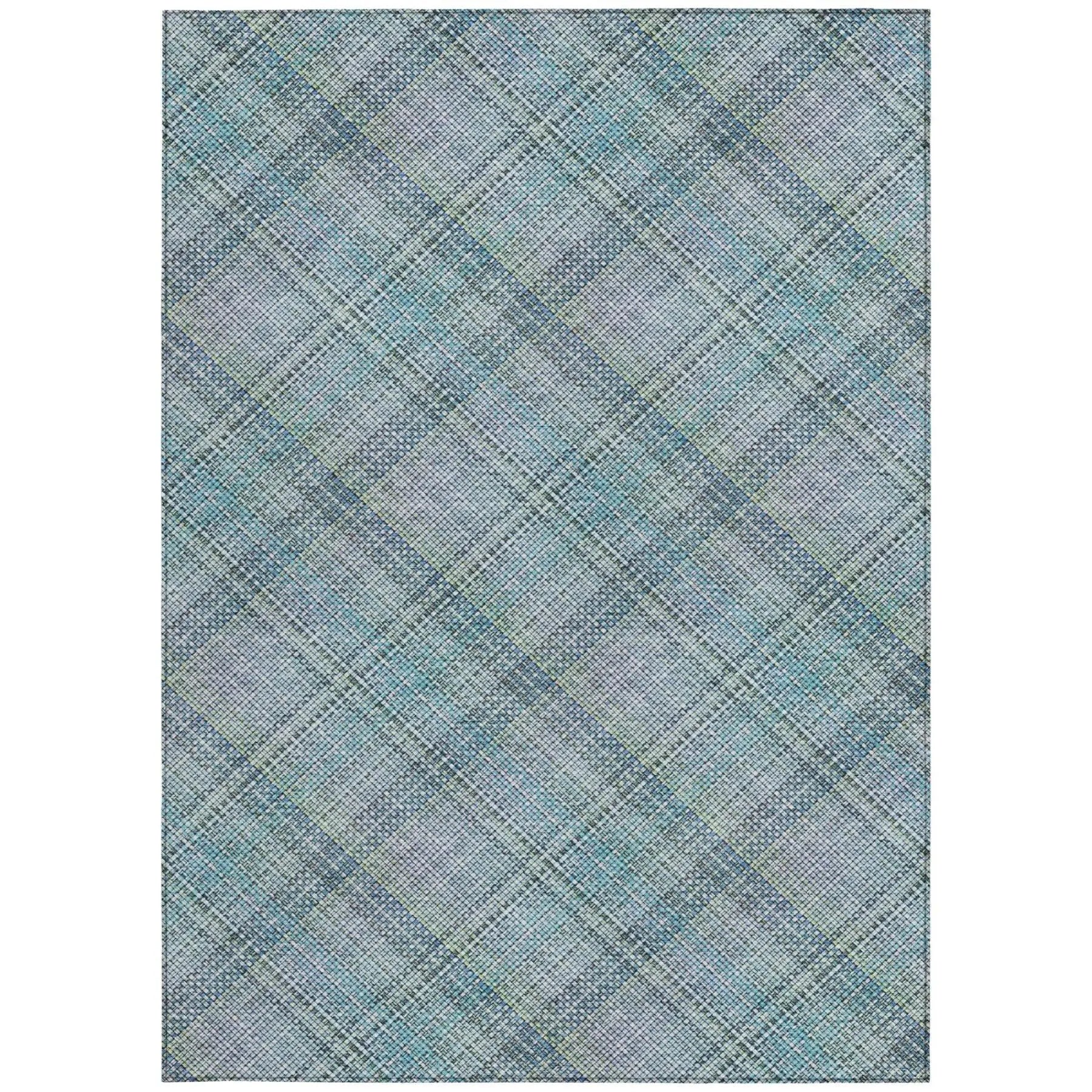 5' X 8' Sky Blue And Blue Plaid Washable Indoor Outdoor Area Rug Homeroots Outdoor