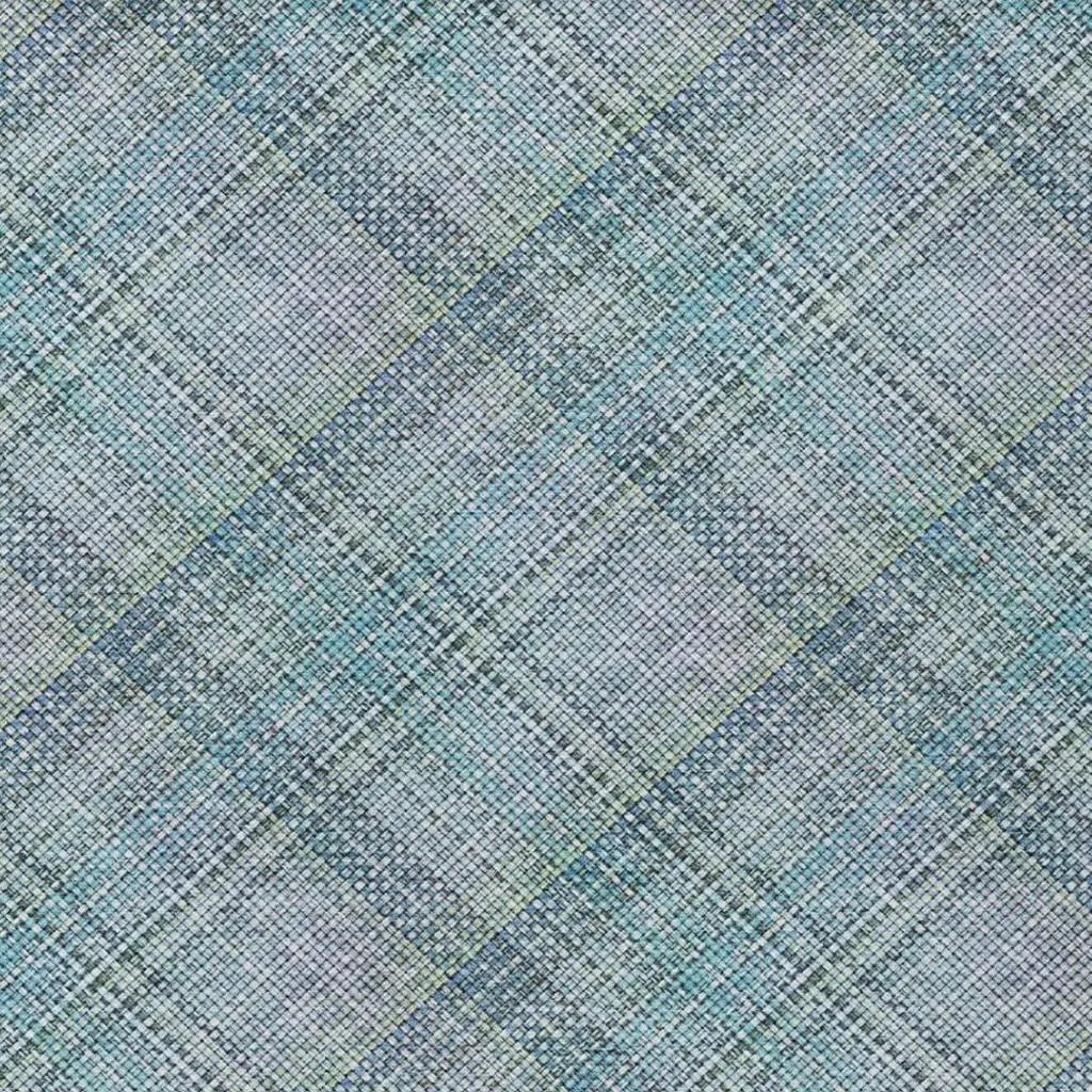 5' X 8' Sky Blue And Blue Plaid Washable Indoor Outdoor Area Rug Homeroots Outdoor
