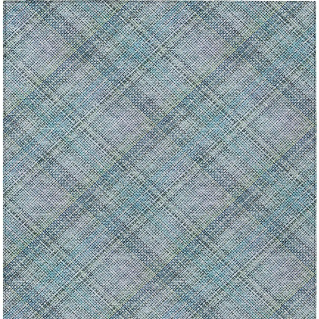5' X 8' Sky Blue And Blue Plaid Washable Indoor Outdoor Area Rug Homeroots Outdoor
