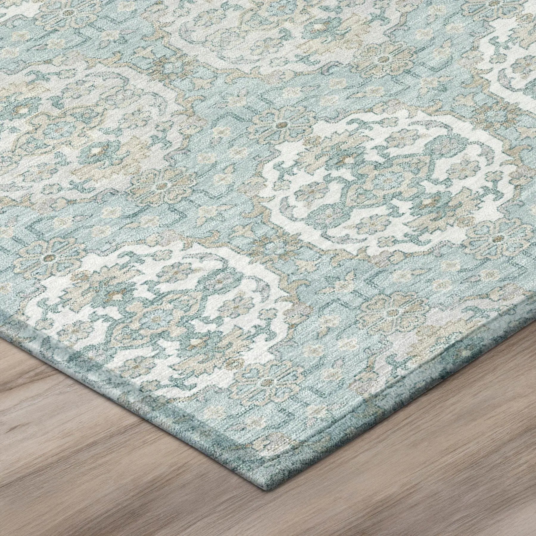 5' X 8' Sky Blue And Blue Striped Washable Indoor Outdoor Area Rug Homeroots Outdoor