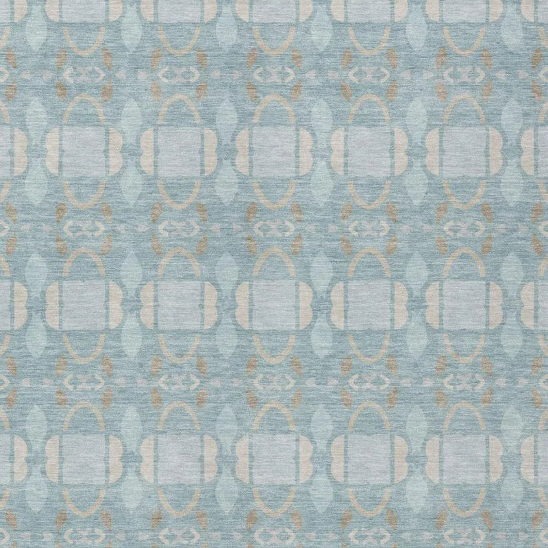 5' X 8' Sky Blue And Blue Striped Washable Indoor Outdoor Area Rug Homeroots Outdoor