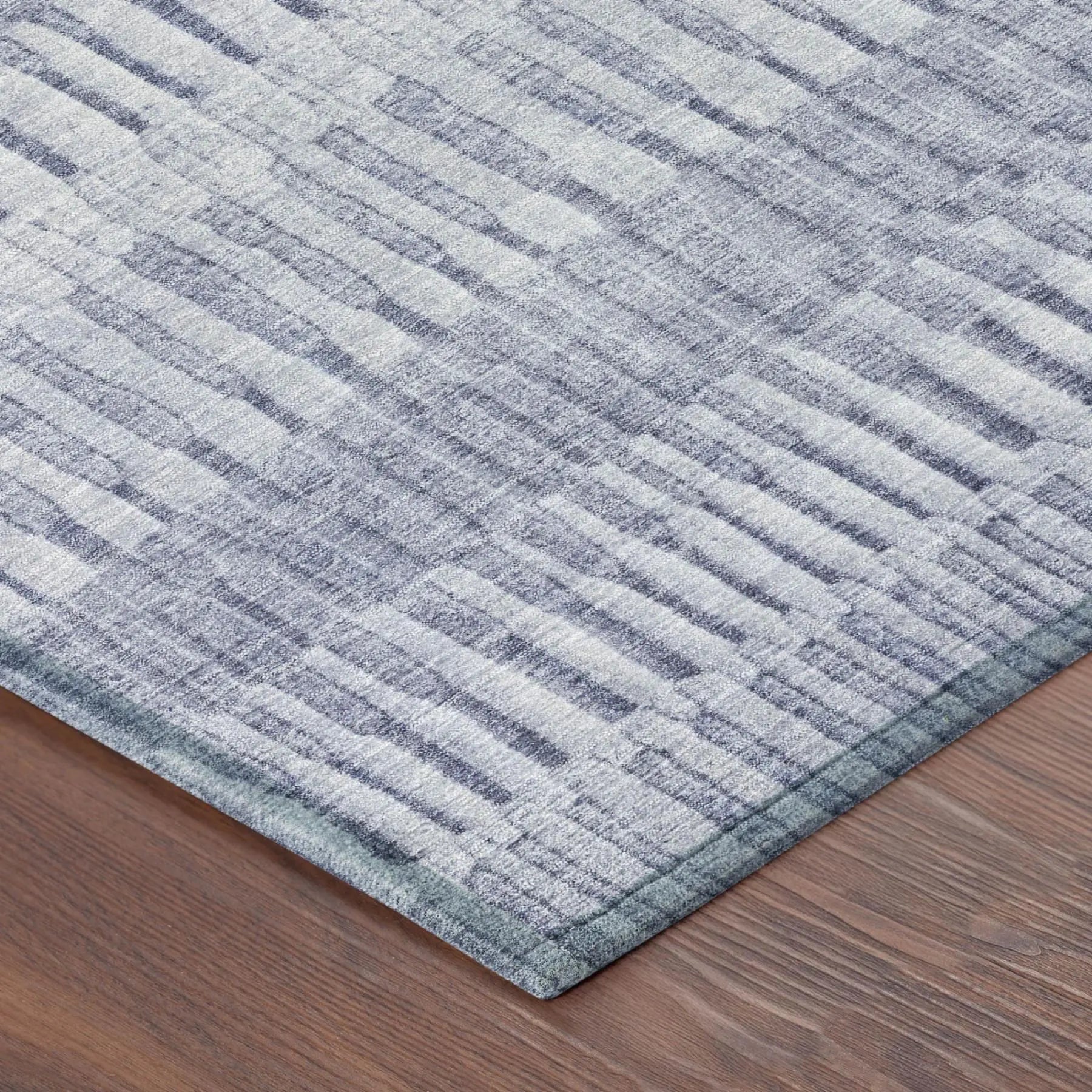5' X 8' Sky Blue And Blue Striped Washable Indoor Outdoor Area Rug Homeroots Outdoor