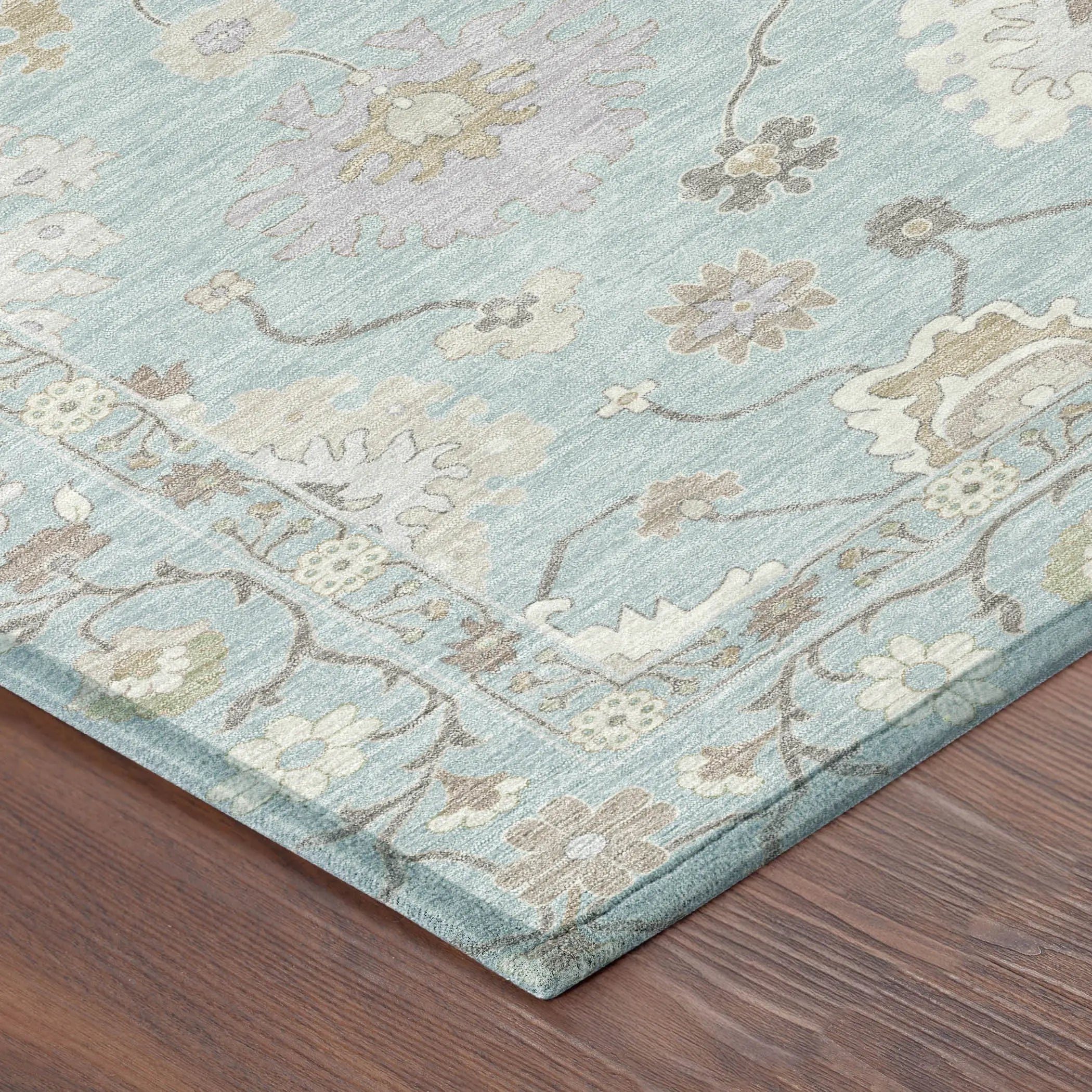 5' X 8' Sky Blue And Copper Oriental Washable Indoor Outdoor Area Rug Homeroots Outdoor