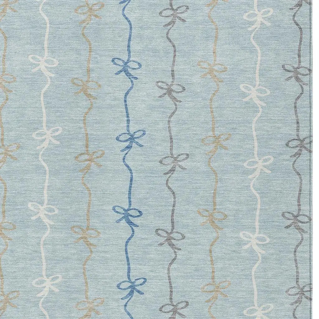 5' X 8' Sky Blue And Denim Blue Southwestern Washable Indoor Outdoor Area Rug Homeroots Outdoor