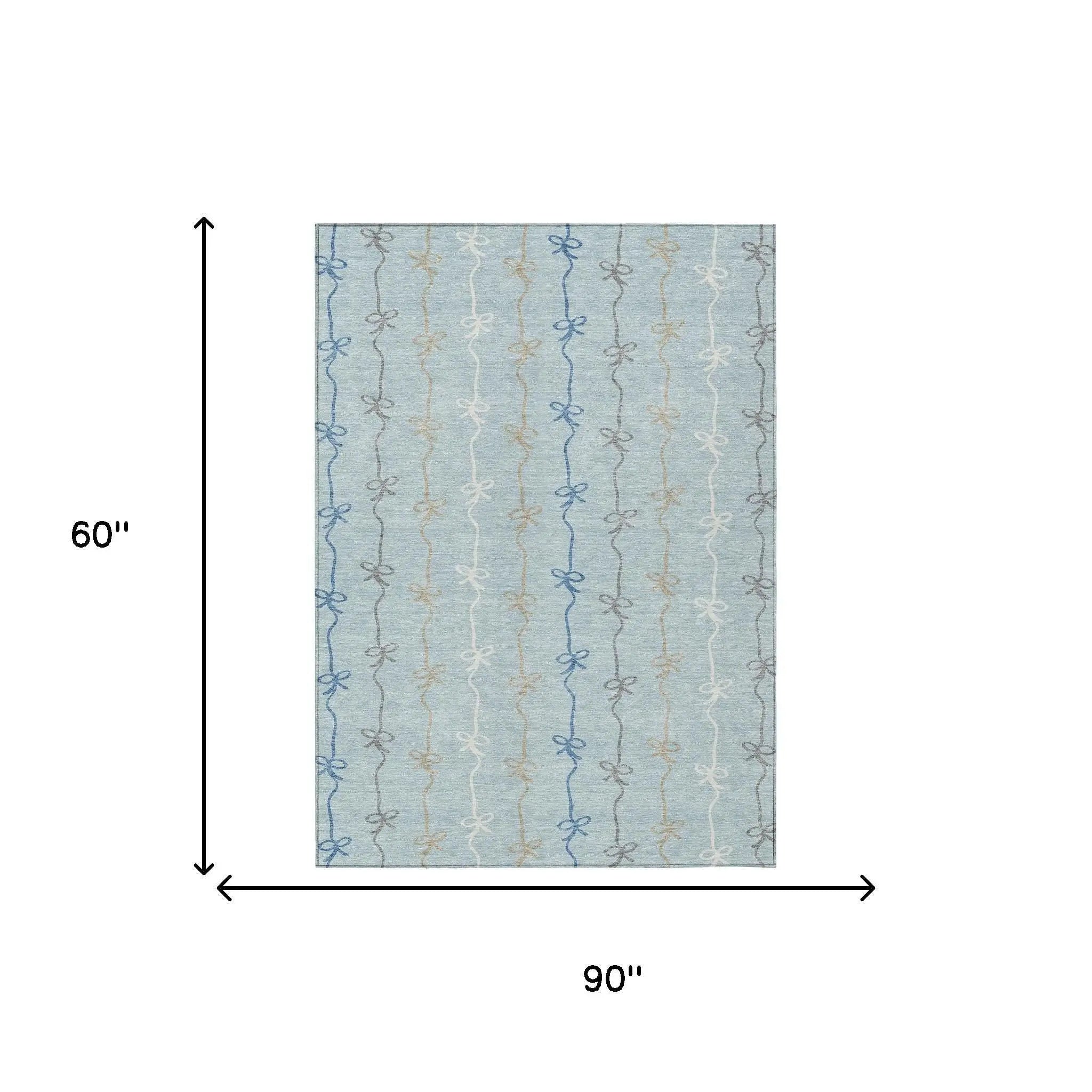 5' X 8' Sky Blue And Denim Blue Southwestern Washable Indoor Outdoor Area Rug Homeroots Outdoor