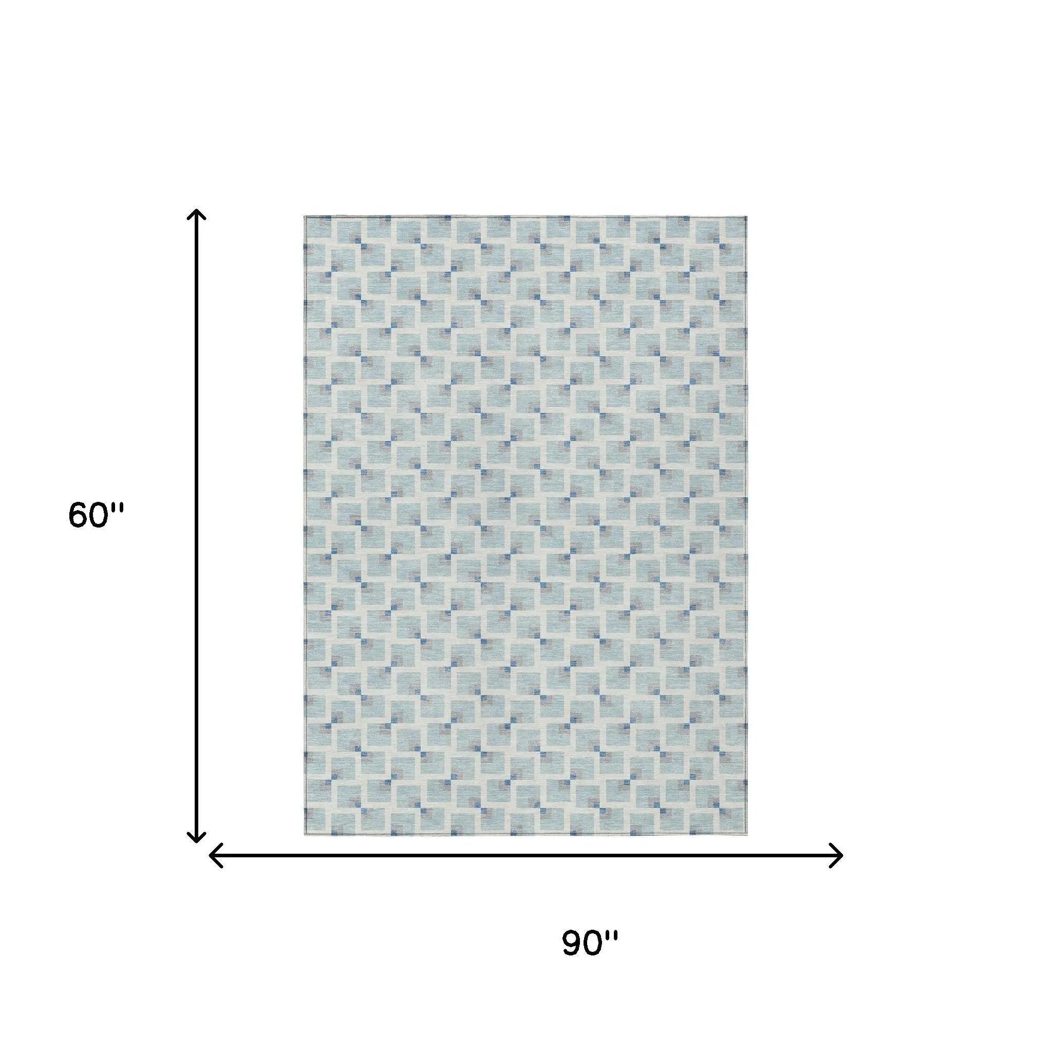 5' X 8' Sky Blue And Ivory Geometric Washable Indoor Outdoor Area Rug Homeroots Outdoor