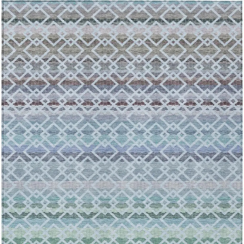 5' X 8' Sky Blue And Ivory Striped Washable Indoor Outdoor Area Rug Homeroots Outdoor