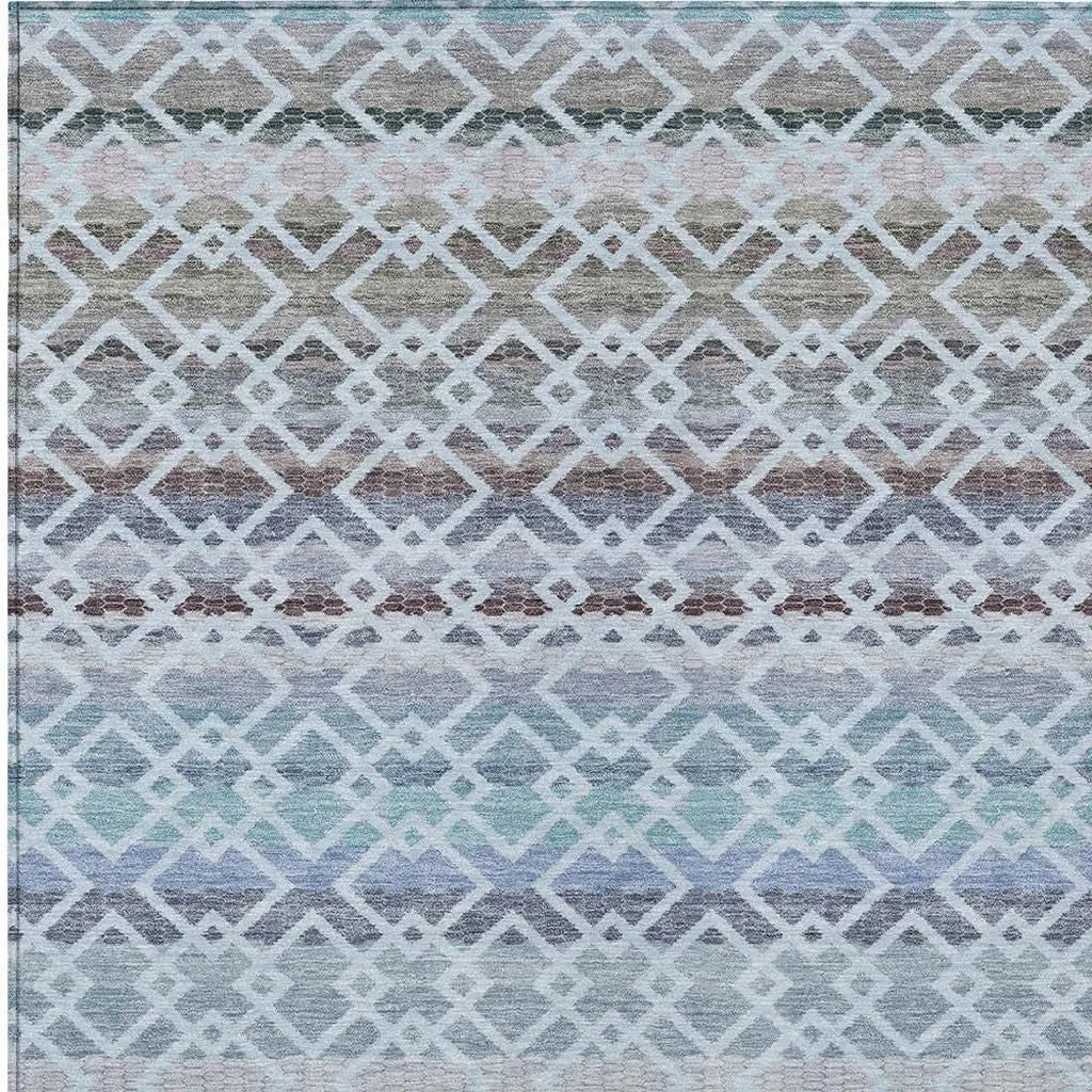 5' X 8' Sky Blue And Ivory Striped Washable Indoor Outdoor Area Rug Homeroots Outdoor