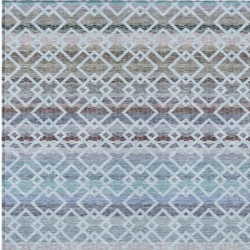 5' X 8' Sky Blue And Ivory Striped Washable Indoor Outdoor Area Rug Homeroots Outdoor