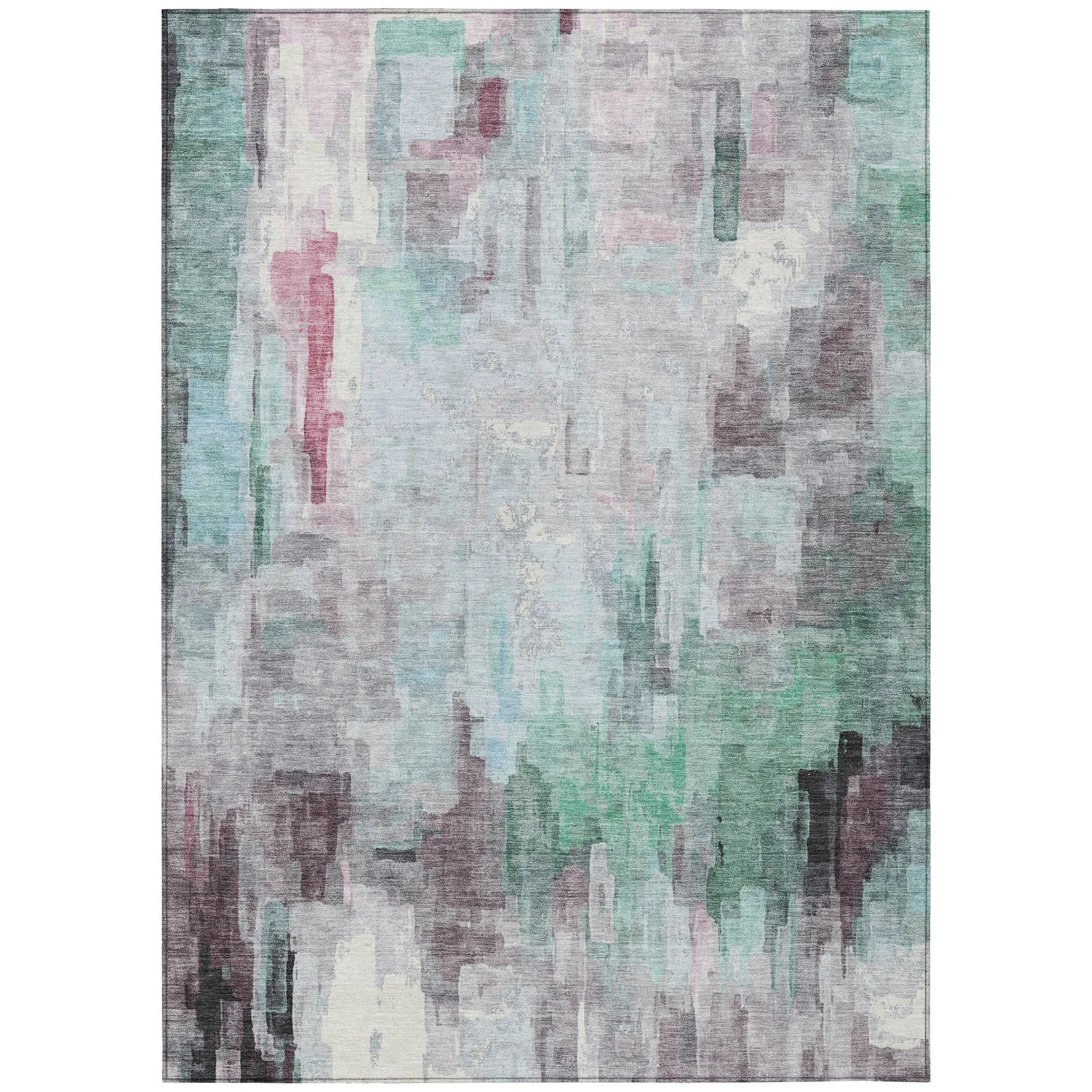 5' X 8' Sky Blue And Mauve Abstract Washable Indoor Outdoor Area Rug Homeroots Outdoor
