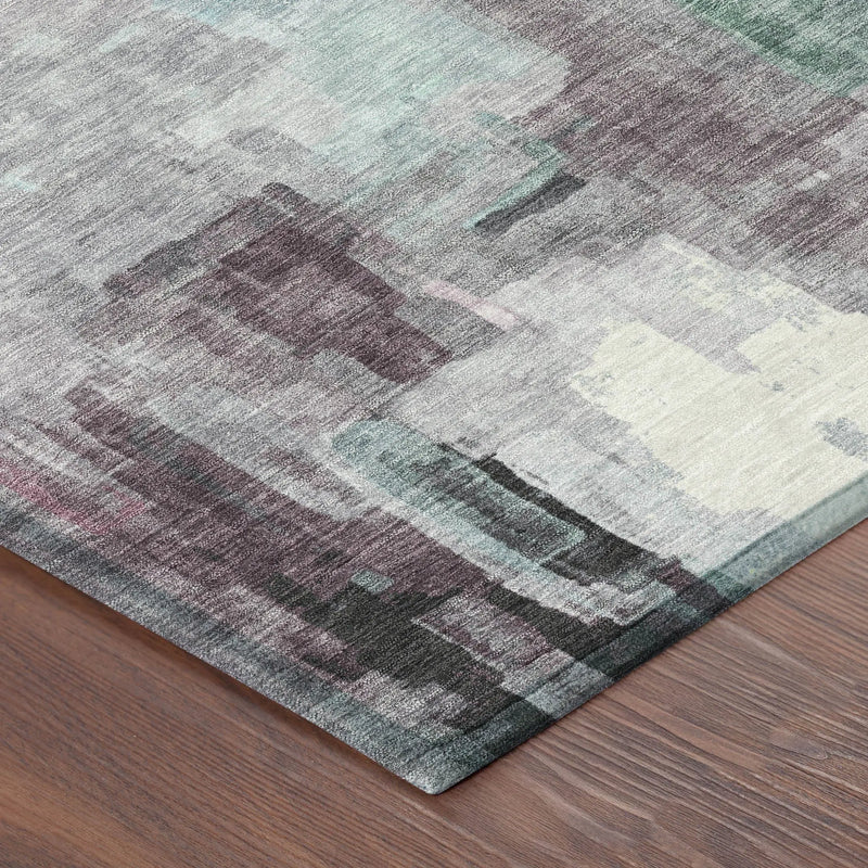 5' X 8' Sky Blue And Mauve Abstract Washable Indoor Outdoor Area Rug Homeroots Outdoor