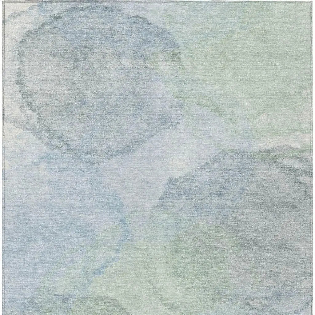 5' X 8' Sky Blue And Mint Green Abstract Washable Indoor Outdoor Area Rug Homeroots Outdoor