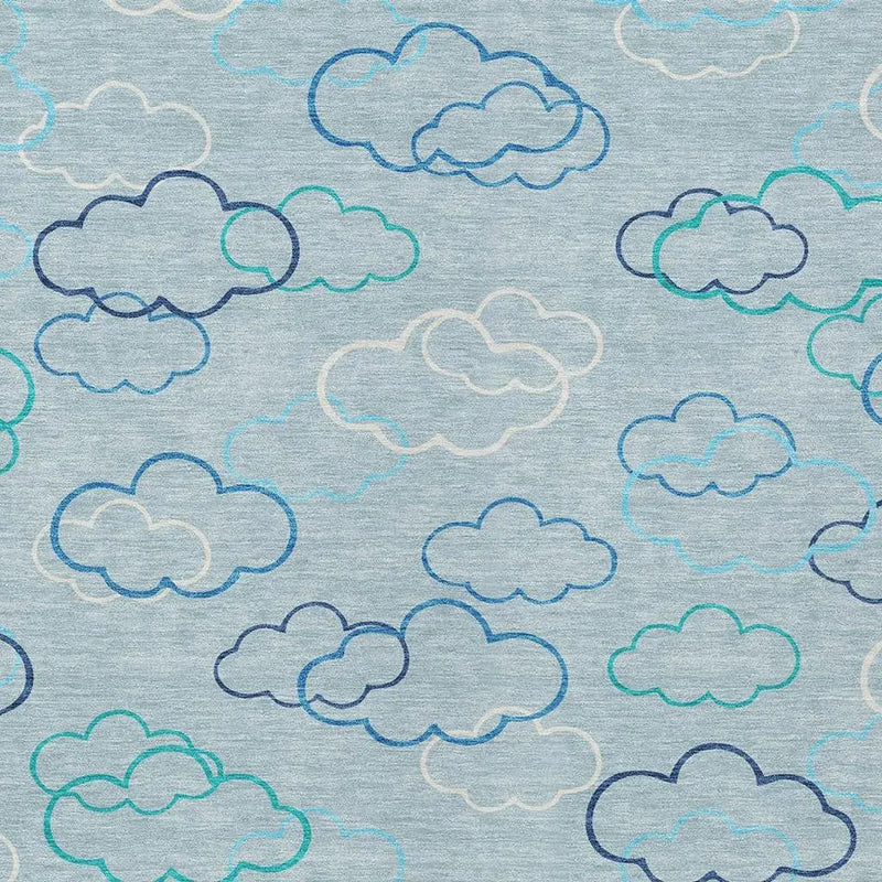 5' X 8' Sky Blue And Navy Blue Abstract Washable Indoor Outdoor Area Rug Homeroots Outdoor