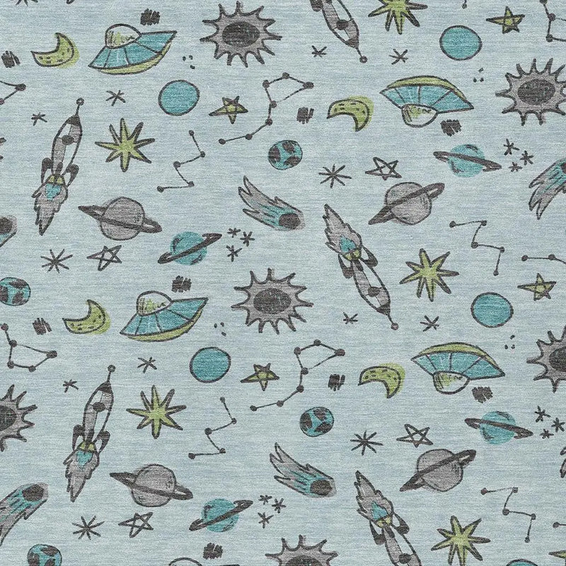 5' X 8' Sky Blue And Teal Blue Animal Print Washable Indoor Outdoor Area Rug Homeroots Outdoor