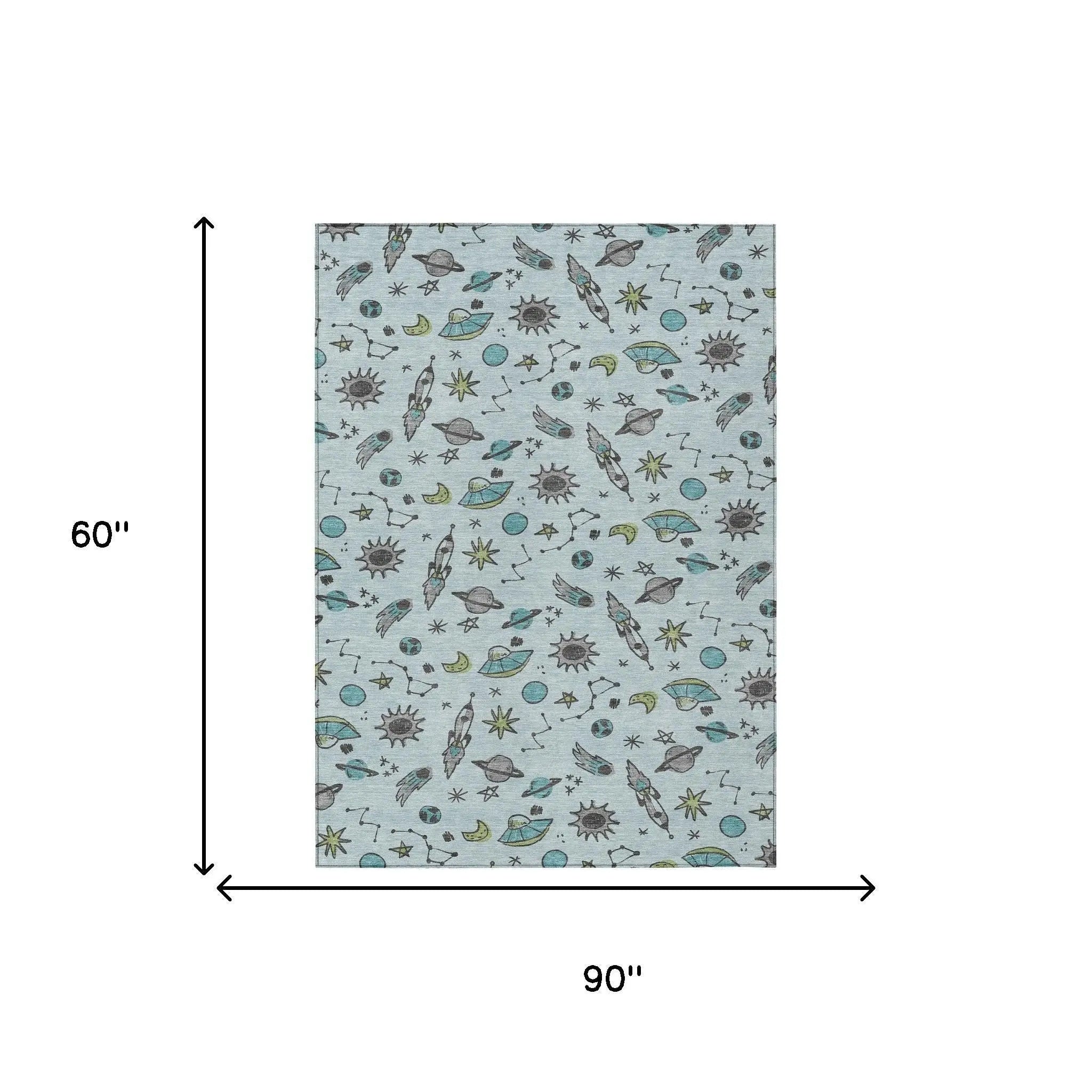 5' X 8' Sky Blue And Teal Blue Animal Print Washable Indoor Outdoor Area Rug Homeroots Outdoor