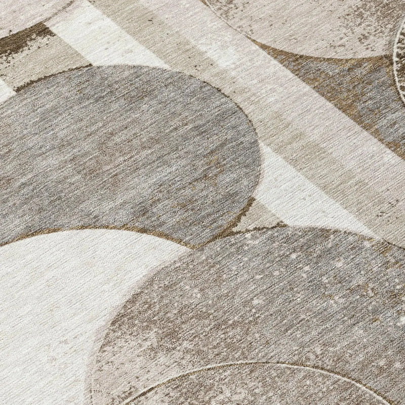 5' X 8' Tan And Brown Geometric Washable Indoor Outdoor Area Rug Homeroots Outdoor