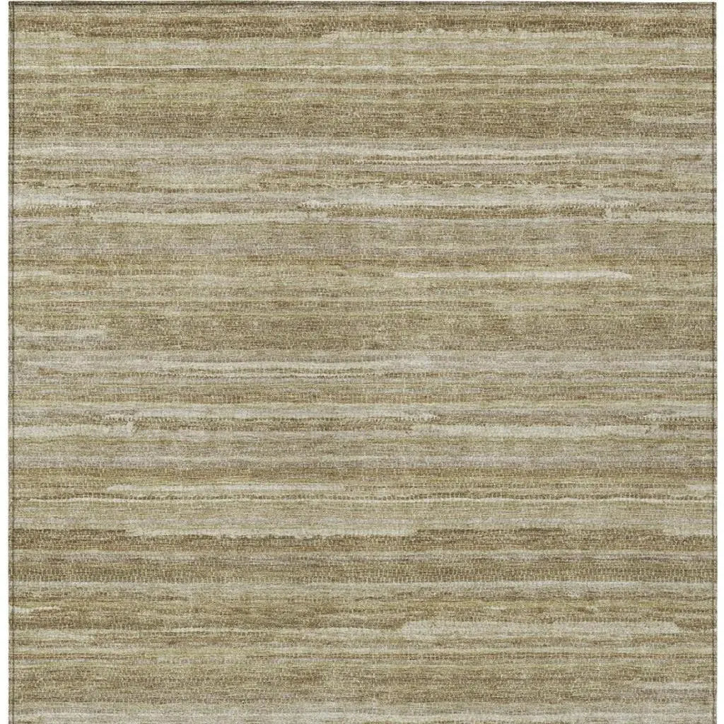5' X 8' Tan And Brown Striped Washable Indoor Outdoor Area Rug Homeroots Outdoor
