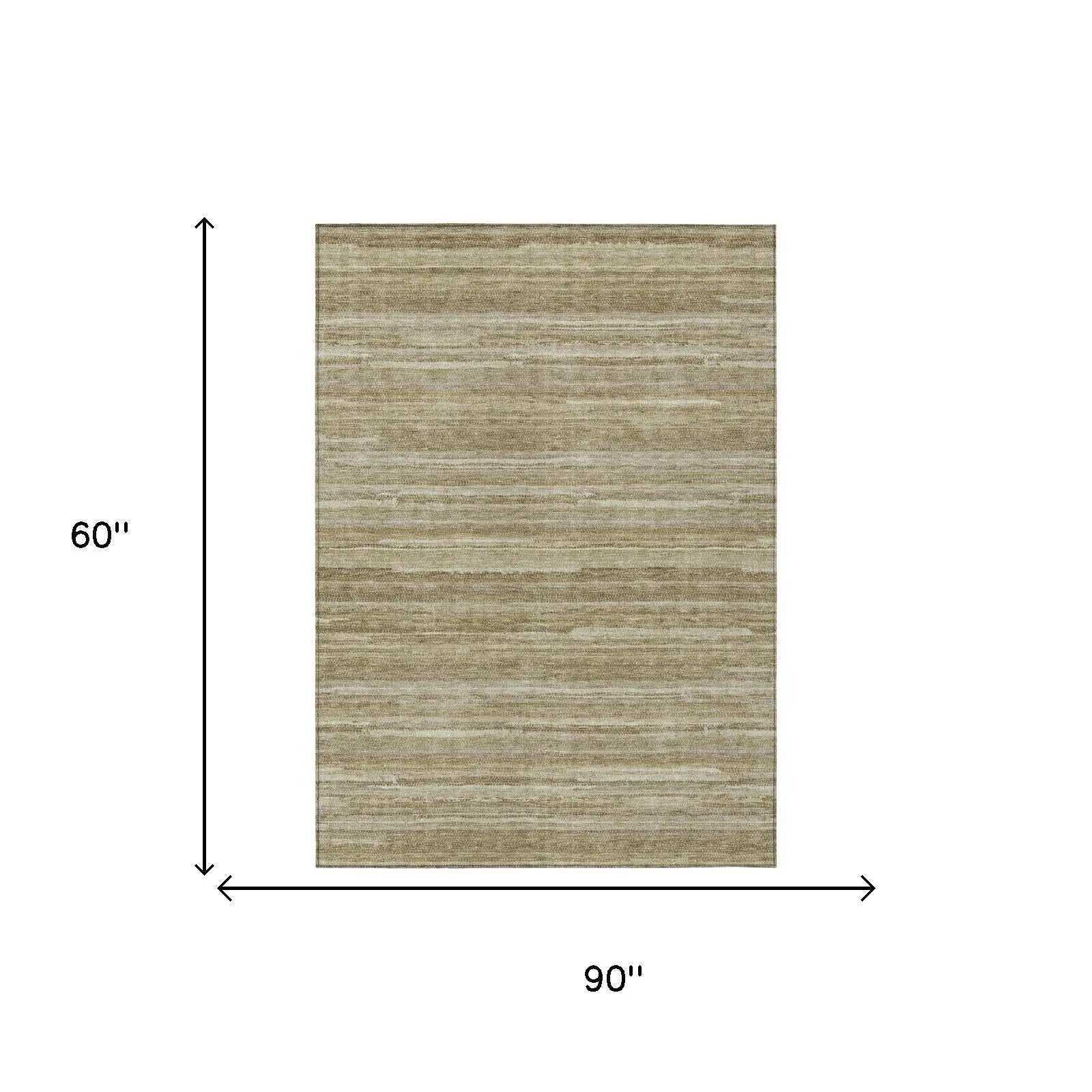 5' X 8' Tan And Brown Striped Washable Indoor Outdoor Area Rug Homeroots Outdoor