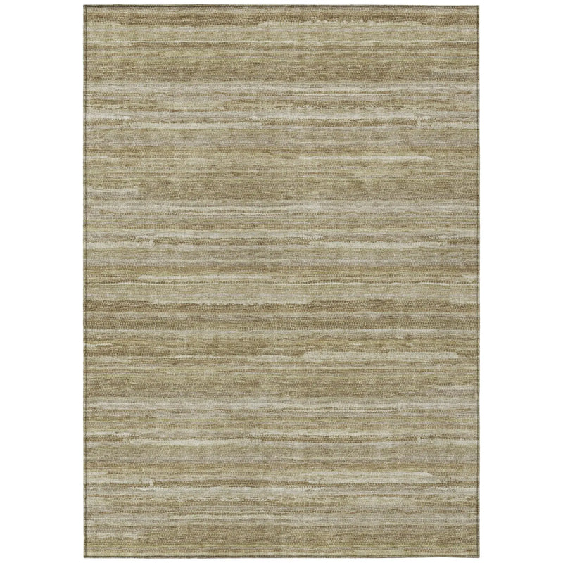 5' X 8' Tan And Brown Striped Washable Indoor Outdoor Area Rug Homeroots Outdoor