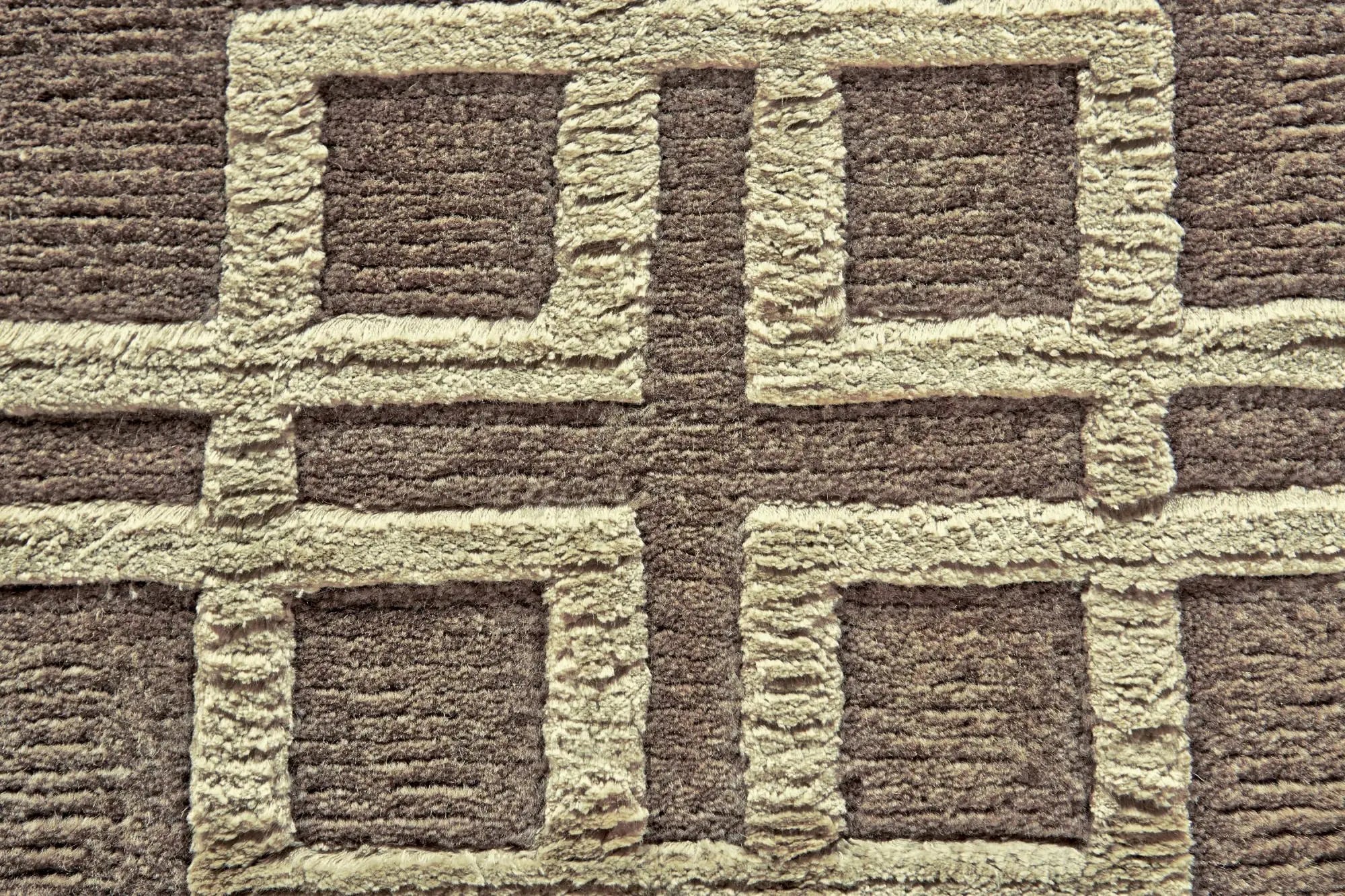 5' X 8' Tan And Ivory Wool Geometric Hand Knotted Area Rug Homeroots Home Decor