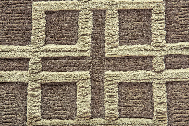 5' X 8' Tan And Ivory Wool Geometric Hand Knotted Area Rug Homeroots Home Decor
