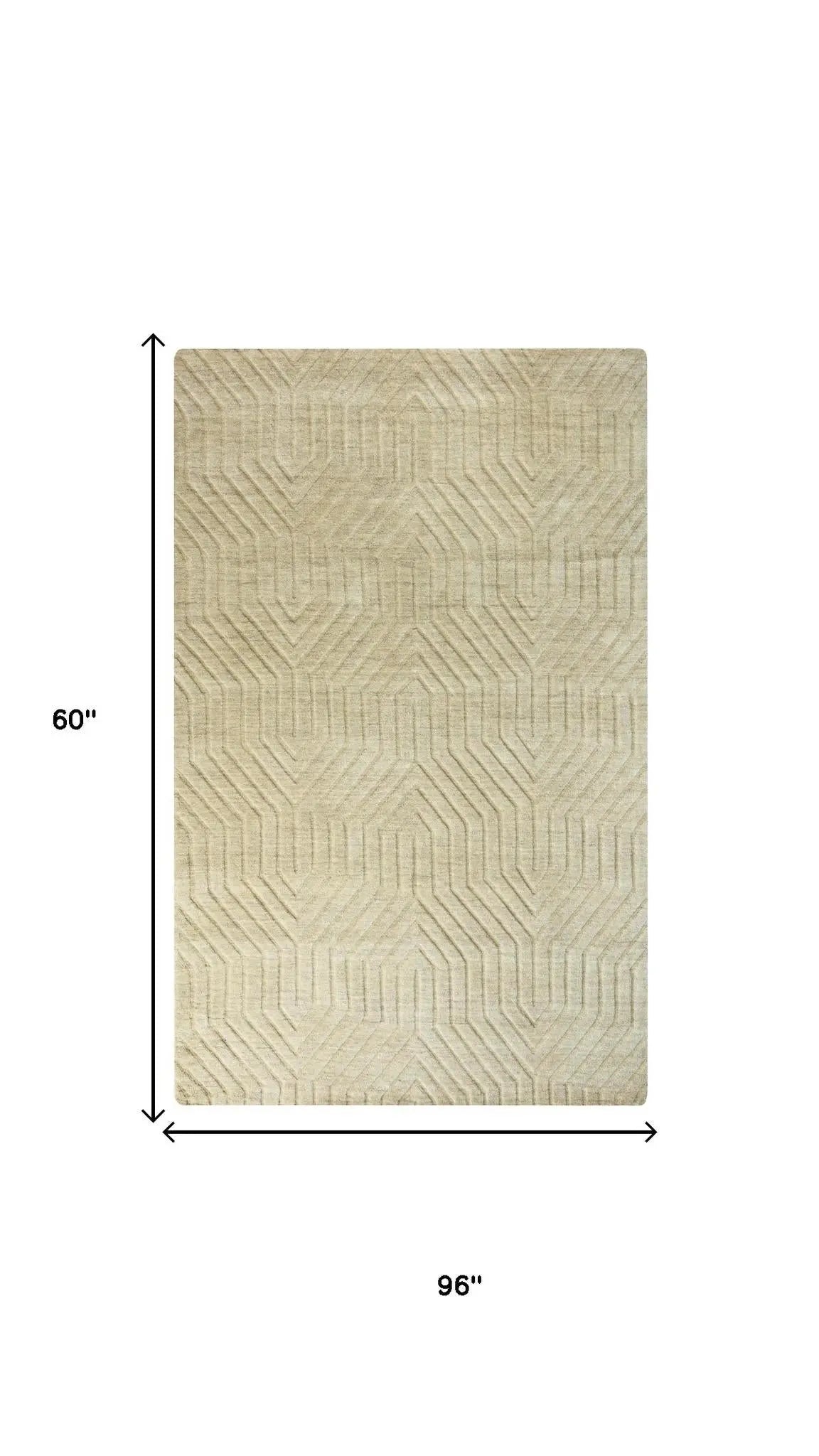 5' X 8' Tan And Natural Wool Geometric Hand Tufted Area Rug Homeroots Home Decor