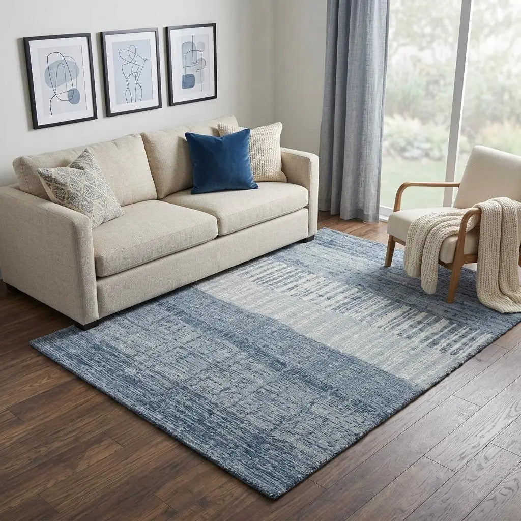 5' X 8' Tan And Natural Wool Striped Hand Tufted Area Rug Homeroots Home Decor