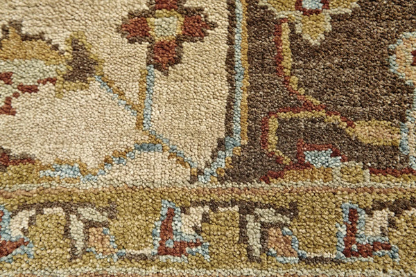 5' X 8' Tan Gold And Taupe Wool Oriental Hand Knotted Area Rug Homeroots Home Decor